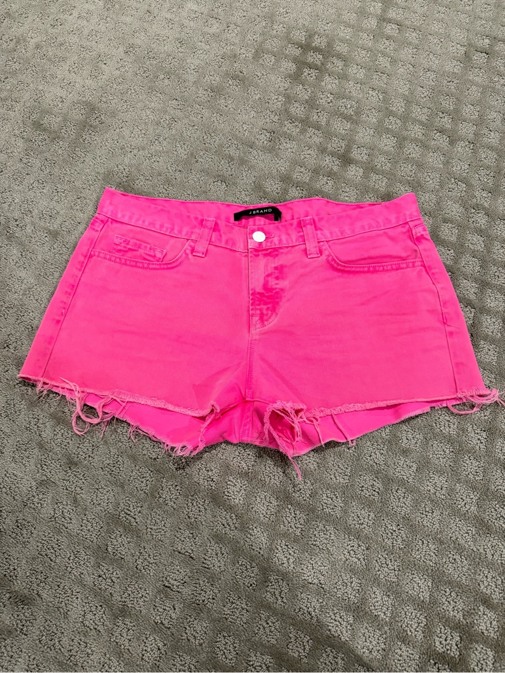 J Brand Neon Pink Frayed Denim Cutoff Shorts
